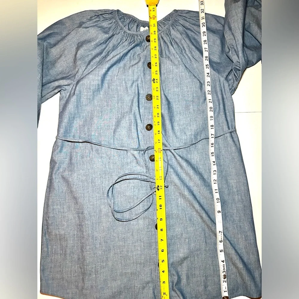 🌸NWT J. Crew Button Down Chambray Dress. Tie Waist. Size: Petite Medium - Picture 10 of 16